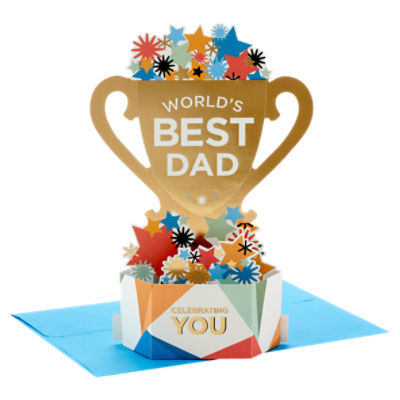 Hallmark Paper Wonder Displayable Pop Up Fathers Day Card, Birthday Card (World's Best Dad Trophy)