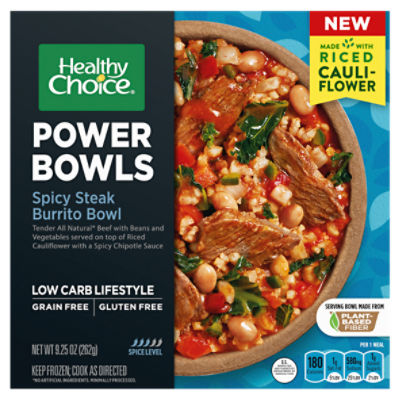 Healthy Choice Power Bowls, Spicy Steak Burrito Bowl, Frozen Meal, 9.25 oz.