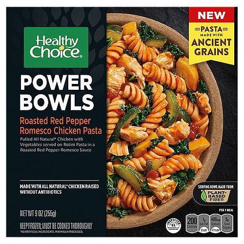 Healthy Choice Power Bowls, Roasted Red Pepper Romesco Chicken Pasta, Frozen Meal, 9 oz.