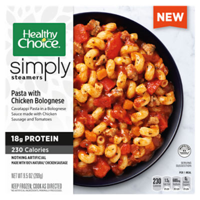 Healthy Choice Simply Steamers, Pasta With Chicken Bolognese, Frozen Meal, 9.5 oz.