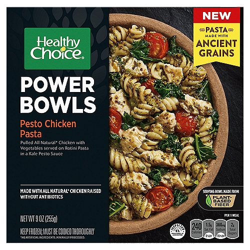 Healthy Choice Power Bowls, Pesto Chicken Pasta, Frozen Meal, 9 oz.