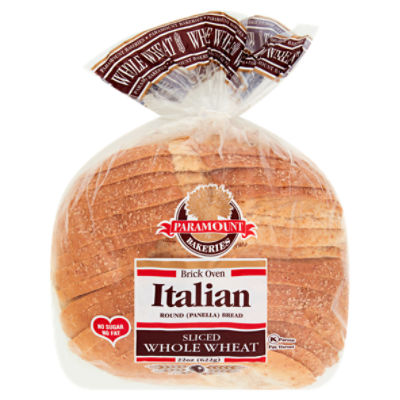 Paramount Bakeries Brick Oven Sliced Whole Wheat Italian Round Panella ...