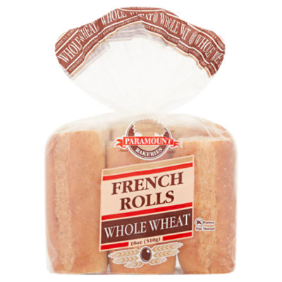 Paramount Bakeries Whole Wheat French Rolls, 6 count, 18 oz