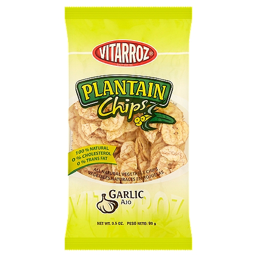 Vitarroz Garlic Plantain Chips, 3.5 oz
All Natural Vegetable Chips