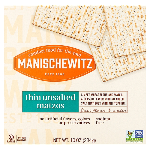 Manischewitz Thin Unsalted Matzos, 10 oz