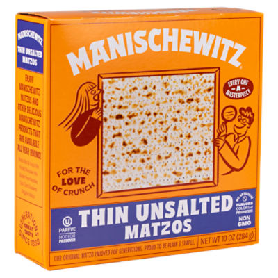 Manischewitz Thin Unsalted Matzos, 10 oz