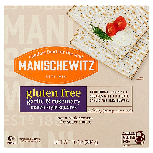 Manischewitz Gluten Free Garlic & Rosemary Matzo Style Squares, 10 oz