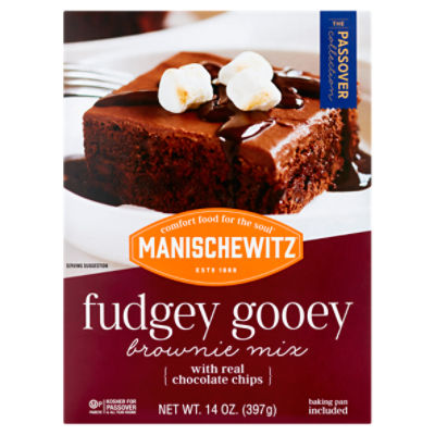 Manischewitz Fudgey Gooey Brownie Mix with Real Chocolate Chips, 14 oz