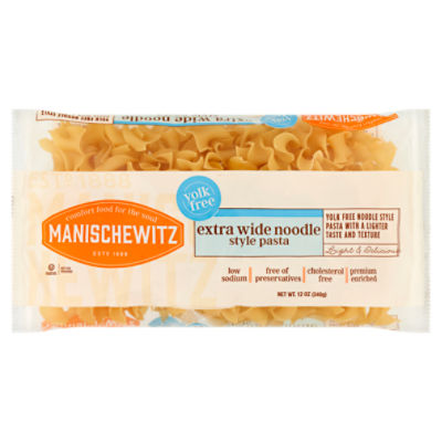 Manischewitz Yolk Free Extra Wide Noodle Style Pasta, 12 oz