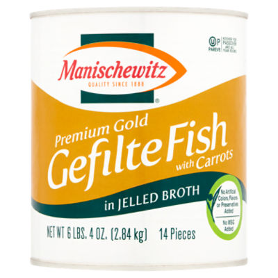 Manischewitz Premium Gold Gefilte Fish with Carrots in Jelled Broth, 14 count, 6 lbs