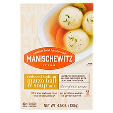 Manischewitz Reduced Sodium Matzo Ball & Soup Mix, 2 count, 4.5 oz
