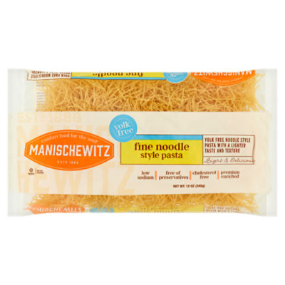 Manischewitz Yolk Free Fine Noodle Style Pasta, 12 oz 