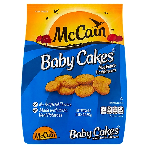 McCain Baby Cakes Mini Potato Hash Browns, 20 oz
Real Potato Goodness
Wash...
Peel...
...Cut & season