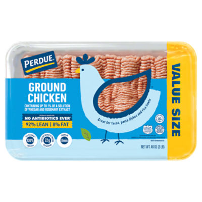 PERDUE® No Antibiotics Ever Fresh Ground Chicken, 92% Lean 8% Fat, 3 lb. Tray