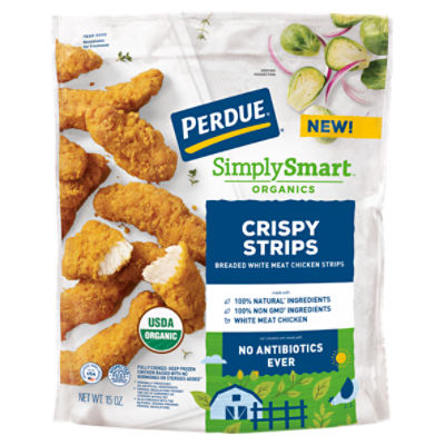 Perdue Simply Smart Organics Lightly Breaded Chicken Breast Strips with Rib Meat, 15 oz