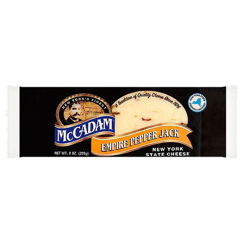 McCadam Empire Pepper Jack New York State Cheese, 8 oz
No artificial growth hormone*
* The FDA has stated that there is no significant difference between milk from rBST treated and untreated cows.