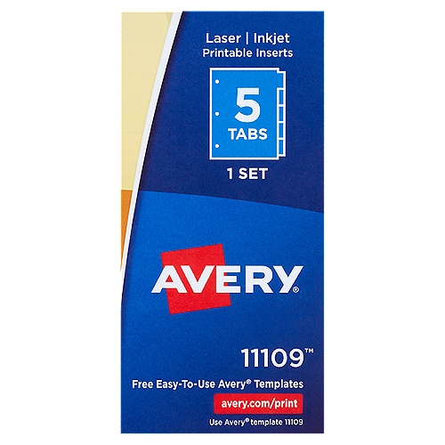 Avery 11109 5-Tab Binder Dividers 6 Sets 1 Pack Insertable Multicolor Big Tabs 