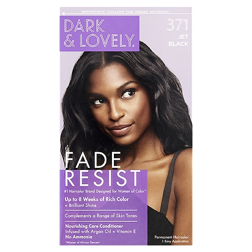 Dark & Lovely Fade Resist 371 Jet Black Permanent Haircolor, 1 easy application