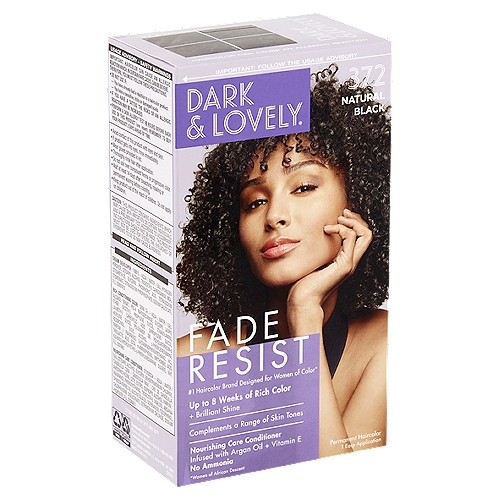 Dark & Lovely Fade Resist 372 Natural Black Permanent Haircolor, 1 easy  application