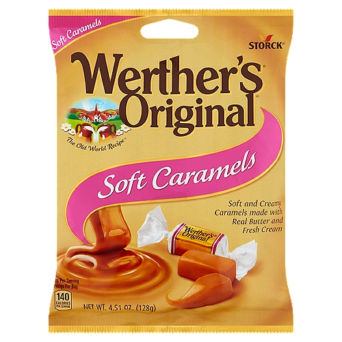 Soft and Creamy Caramels Made with Real Butter and Fresh CreamnnA long time ago, in the small European village of Werther, candy-maker Gustav Nebel created his finest candy. He used the best ingredients-real butter, fresh cream, white and brown sugars, a pinch of salt and a lot of time-to create a treasure worthy of being wrapped in gold. Because they turned out especially well, they were named Werther's Original in honor of the little village. Crafting this smooth, creamy caramel became a family tradition handed down through generations.nNow, indulge in Werther's Original Soft Caramels-soft and creamy caramels with the one-of-a-kind Werther's taste that makes you feel like someone very special.