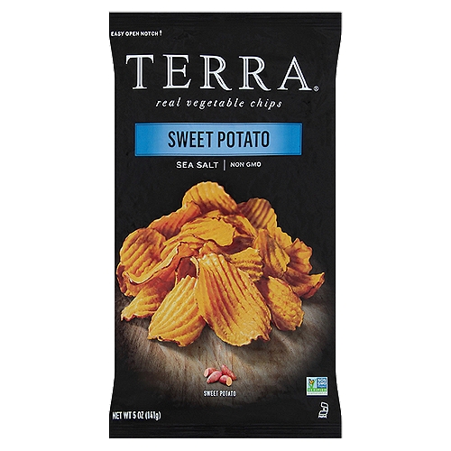 Terra® Sweet Potato Real Vegetable Chips 6 oz. Bag
Sweet Potato, a root vegetable often called a yam is not really a yam at all, but rather a distinct variety of the Ipomoea Batata family. Cultivated for thousands of years in the Western Hemisphere, Sweet Potatoes have become an important part of traditional American cuisine.