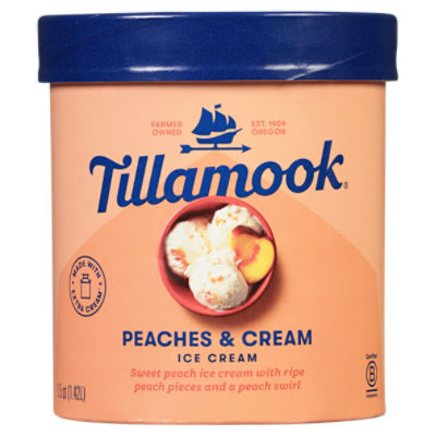 Tillamook Peaches & Cream Ice Cream, 1.5 qt