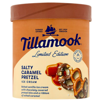 Tillamook Salty Caramel Pretzel Ice Cream Limited Edition, 1.5 qt