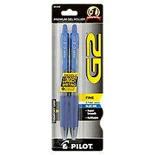 Pilot G2 Fine 0.7 mm Blue Ink Premium Gel Roller Pens, 2 count