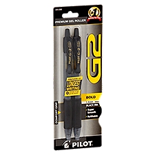 Pilot G2 Bold 1.0mm Black Ink Premium Gel Roller Pens, 2 count, 2 Each