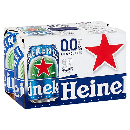 Heineken 0.0% Alcohol Free Beer, 11.2 fl oz, 6 count