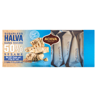 Achva 50 Sesame Sugarless Halva, 0.88 oz, 11 count Fairway