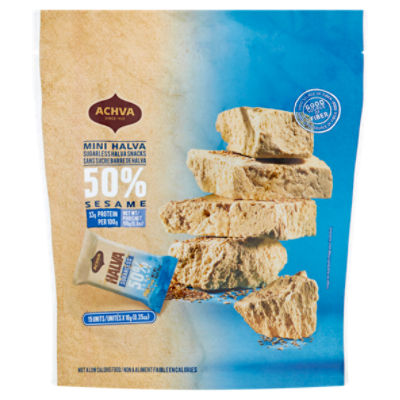 Achva 50% Sesame Mini Sugarless Halva Snacks, 0.35 oz, 15 count