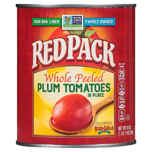 Red Gold RedPack Whole Peeled Plum Tomatoes in Puree, 28 oz
Allergy Friendly
Free of the 8 most common allergens in the US
Our products are free of:
✓ wheat
✓ dairy
✓ egg
✓ peanuts
✓ tree nuts
✓ shellfish
✓ soy
✓ fish
Also made without casein, potato, sesame and sulfites.