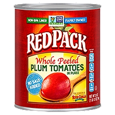 Red Gold RedPack No Salt Added Whole Peeled Plum Tomatoes in Puree, 28 oz, 28 Ounce