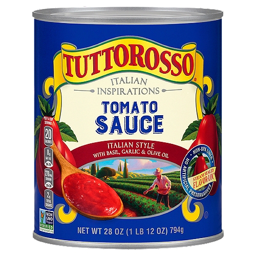 Tuttorosso Italian Inspiration Italian Style Tomato Sauce with Basil, Garlic & Olive Oil, 28 oz