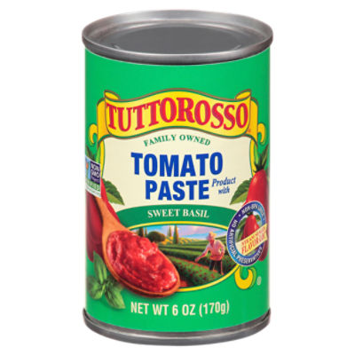Tuttorosso Tomato Paste Product with Sweet Basil, 6 oz