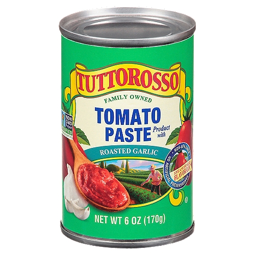 Tuttorosso Tomato Paste Product with Roasted Garlic, 6 oz