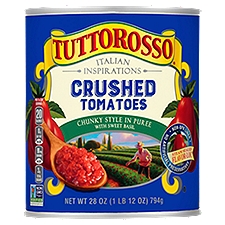 Tuttorosso Italian Inspirations Chunky Style in Puree with Sweet Basil Crushed Tomatoes, 28 oz, 28 Ounce