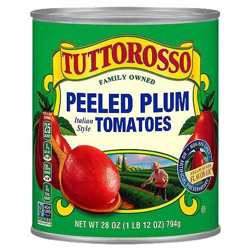 Tuttorosso Peeled Plum Italian Style Tomatoes, 28 oz
Allergy Friendly
Free of the 8 most common allergens in the US
Our products are free of:
✓ wheat
✓ dairy
✓ egg
✓ peanuts
✓ tree nuts
✓ shellfish
✓ soy
✓ fish
Also made without casein, potato, sesame and sulfites.