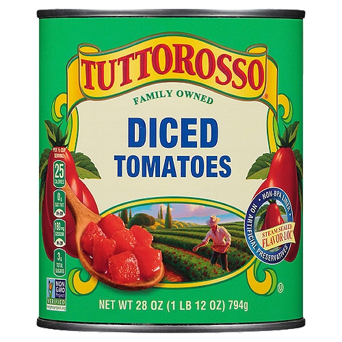 Tuttorosso Diced Tomatoes, 28 oz
Allergy Friendly
Free of the 8 most common allergens in the US
Our products are free of:
✓ wheat
✓ dairy
✓ egg
✓ peanuts
✓ tree nuts
✓ shellfish
✓ soy
✓ fish
Also made without casein, potato, sesame and sulfites.