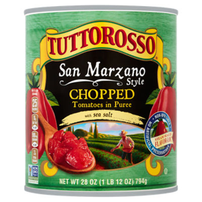 Tutiorosso San Marzano Style Chopped Tomatoes in Puree with Sea Salt, 28 oz