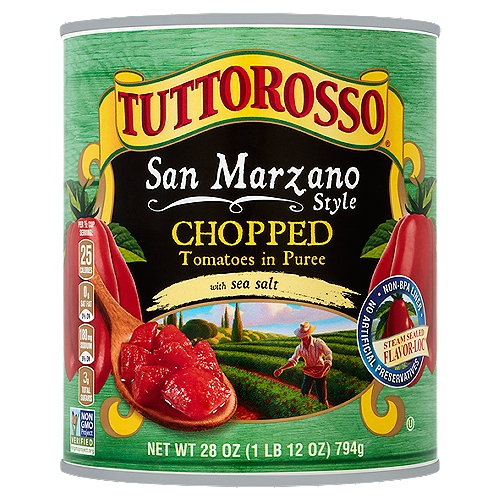 Tutiorosso San Marzano Style Chopped Tomatoes in Puree with Sea Salt, 28 oz