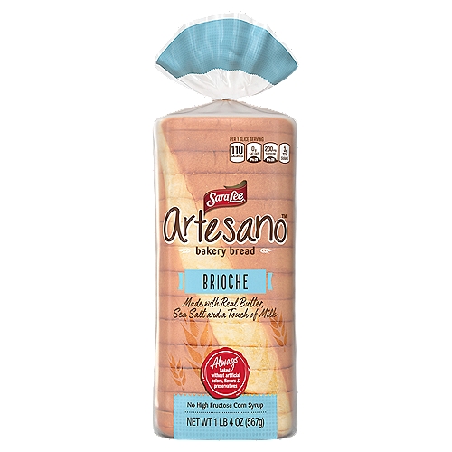 Sara Lee Artesano Brioche Bakery Bread is an Artisan style brioche, sliced thick with a mouthwateringly soft texture.