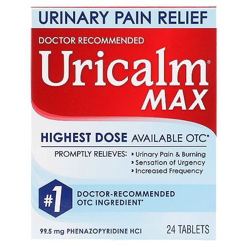 Uricalm Max Highest Dose Urinary Pain Relief Tablets, 24 count