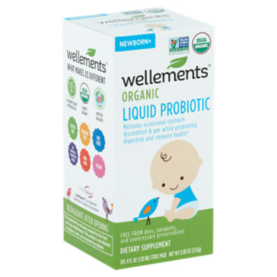 Wellements Organic Liquid Probiotic Dietary Supplement, Newborn+