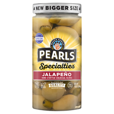 Musco Family Olive Co. Pearls Specialties Jalapeño Hand-Stuffed Colossal Olives, 10 oz