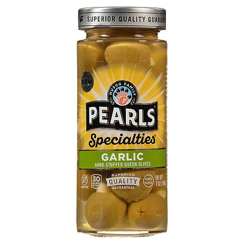 Musco Family Olive Co. Pearls Specialties Garlic Hand-Stuffed Queen Olives, 7 oz