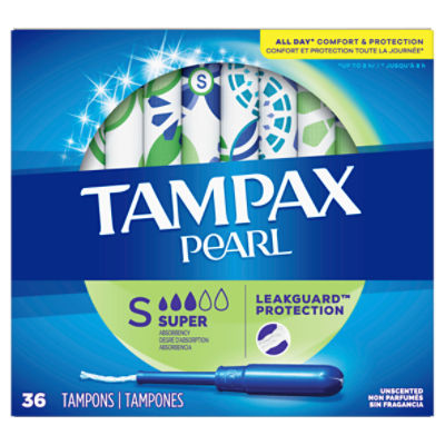 Tampax Pearl Super Absorbency Unscented Tampons, 36 count