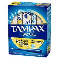 Tampax Pearl Unscented Regular Plastic Tampons, 18 Each
