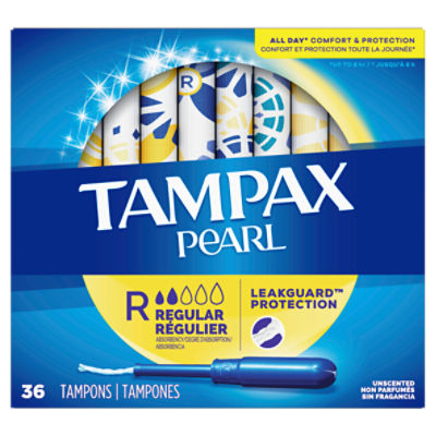 Tampax Pearl Regular Absorbency Unscented Tampons, 36 count
